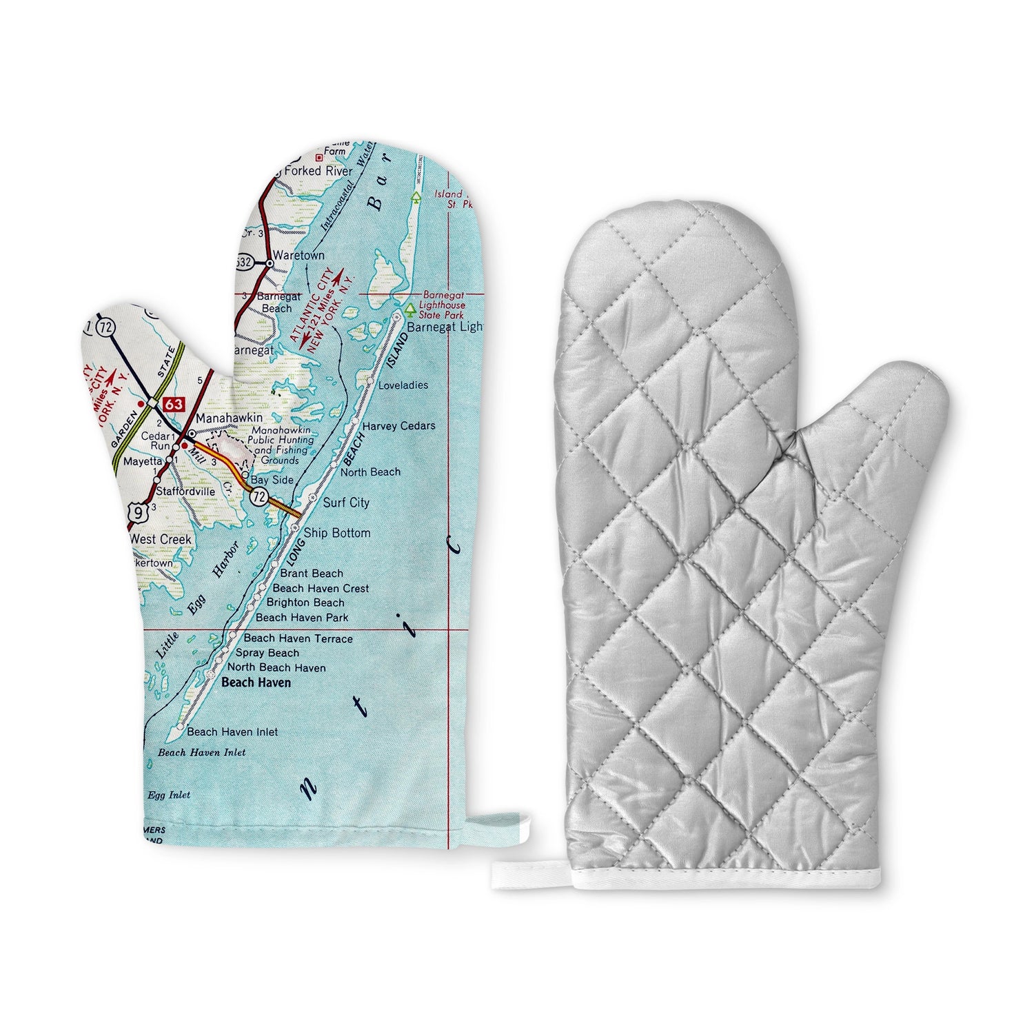 Daisy Mae Designs Long Beach Island NJ Map Oven Mitt available at The Good Life Boutique