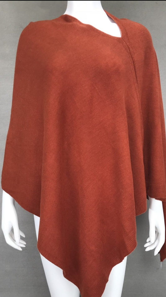 FennySun Inc. Cashmere-like Poncho - Rust available at The Good Life Boutique