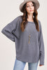 La Miel Soft And Lightweight Waffle Weave Basic Top - Charcoal available at The Good Life Boutique