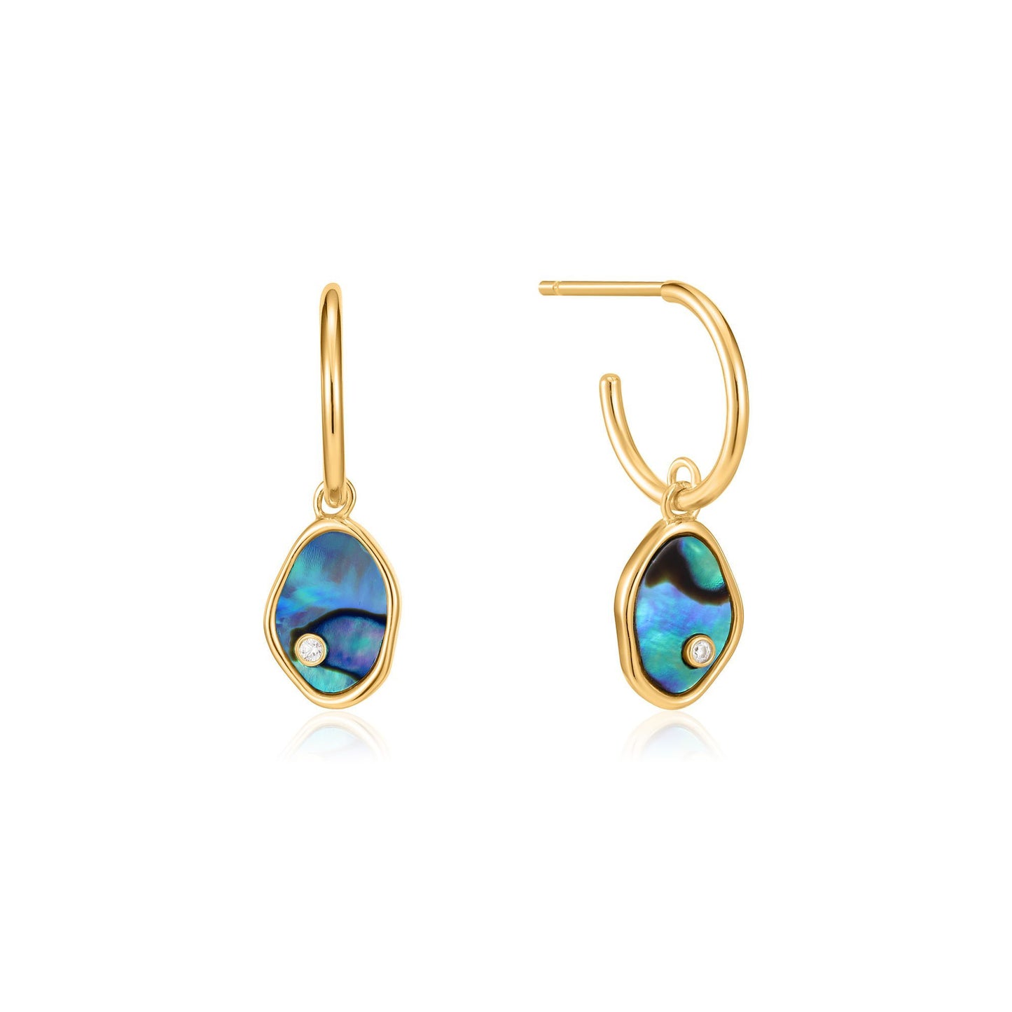 ANIA HAIE ANIA HAIE - Gold Tidal Abalone Mini Hoop Earrings available at The Good Life Boutique