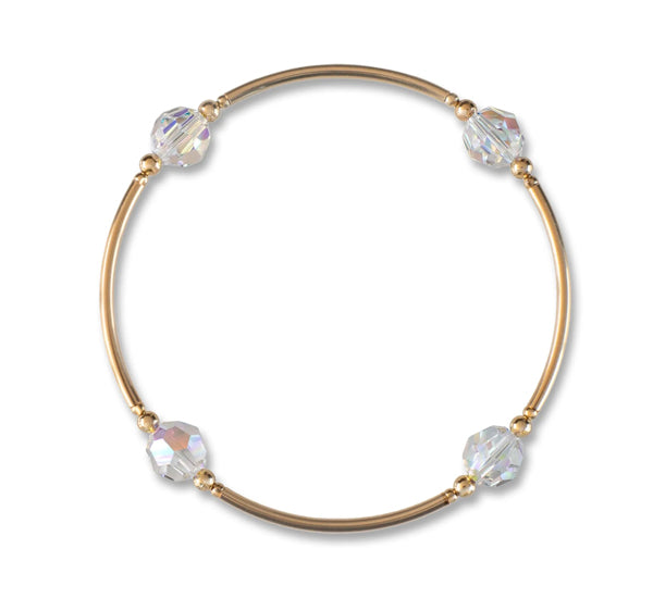Made As Intended 8mm Starlight Crystal Blessing Bracelet With Gold Links available at The Good Life Boutique