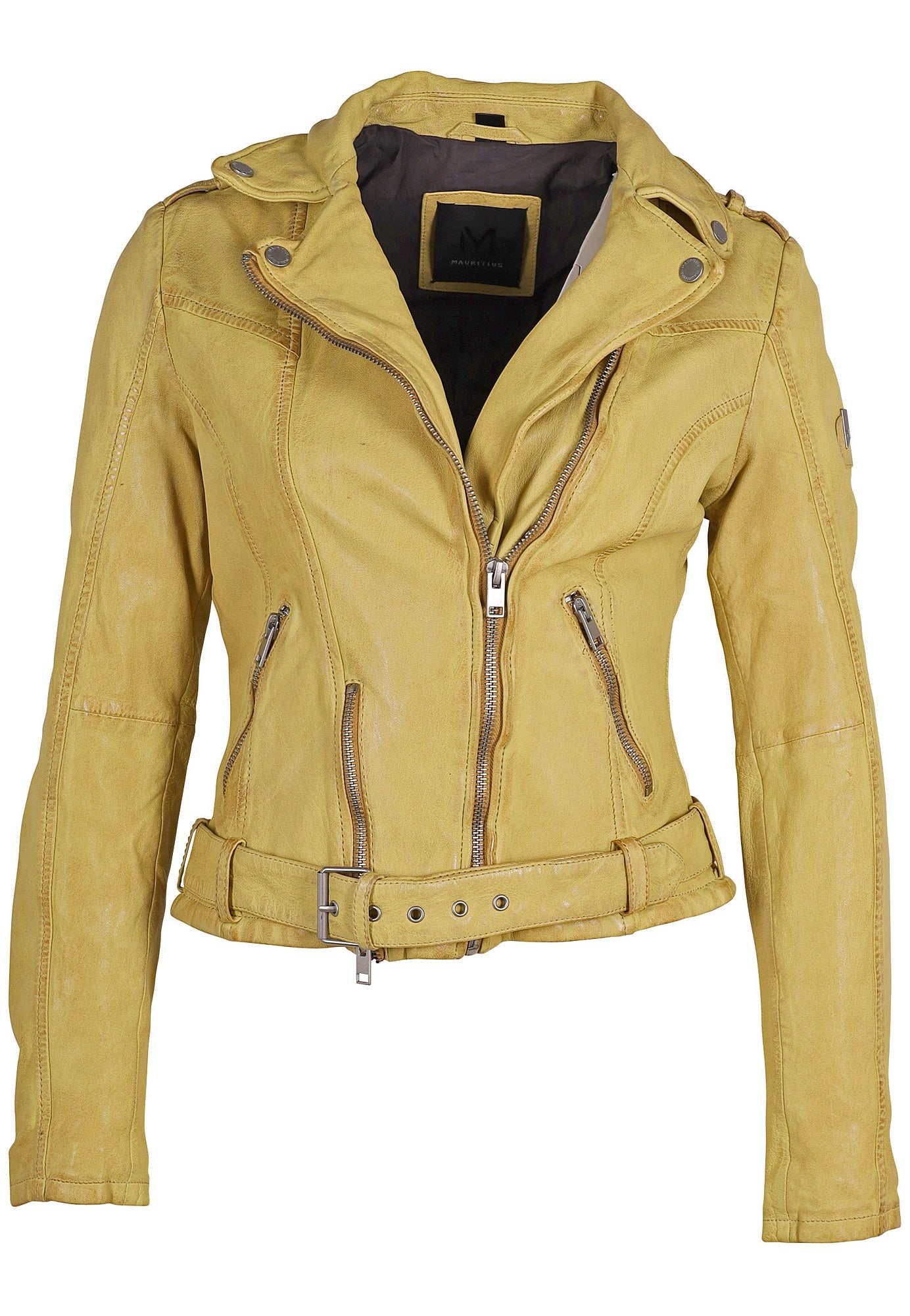 Mauritius Mauritius - Wild 2 Leather Woman's Jacket - Butter available at The Good Life Boutique