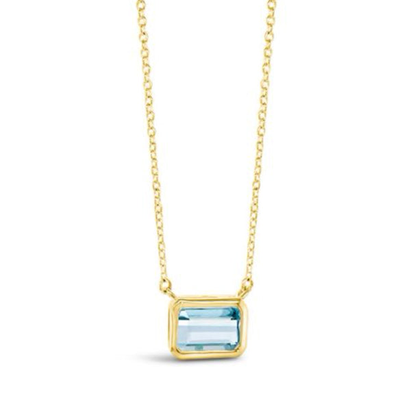 Dune Jewelry Dune Jewelry - Aquamarine Baguette Cut Necklace By Camille Kostek - 14K Gold Vermeil available at The Good Life Boutique