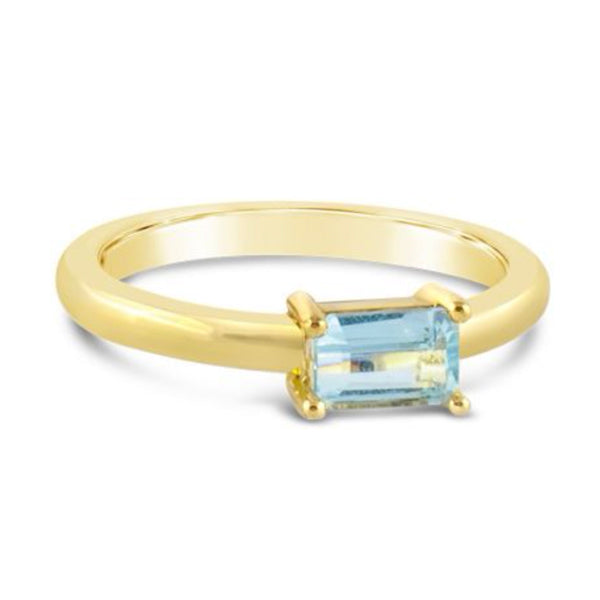 Dune Jewelry Dune Jewelry - Aquamarine Baguette Cut Ring  By Camille Kostek - 14K Gold Vermeil Size 6 available at The Good Life Boutique