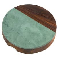 Oak & Olive - Picnic Plus Winslow Round Marble & Wood Cheese Board Set with 3 Tools available at The Good Life Boutique