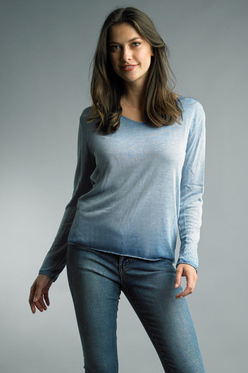 Tempo Paris Tempo Paris Basic Lightweight Sweater - Denim available at The Good Life Boutique