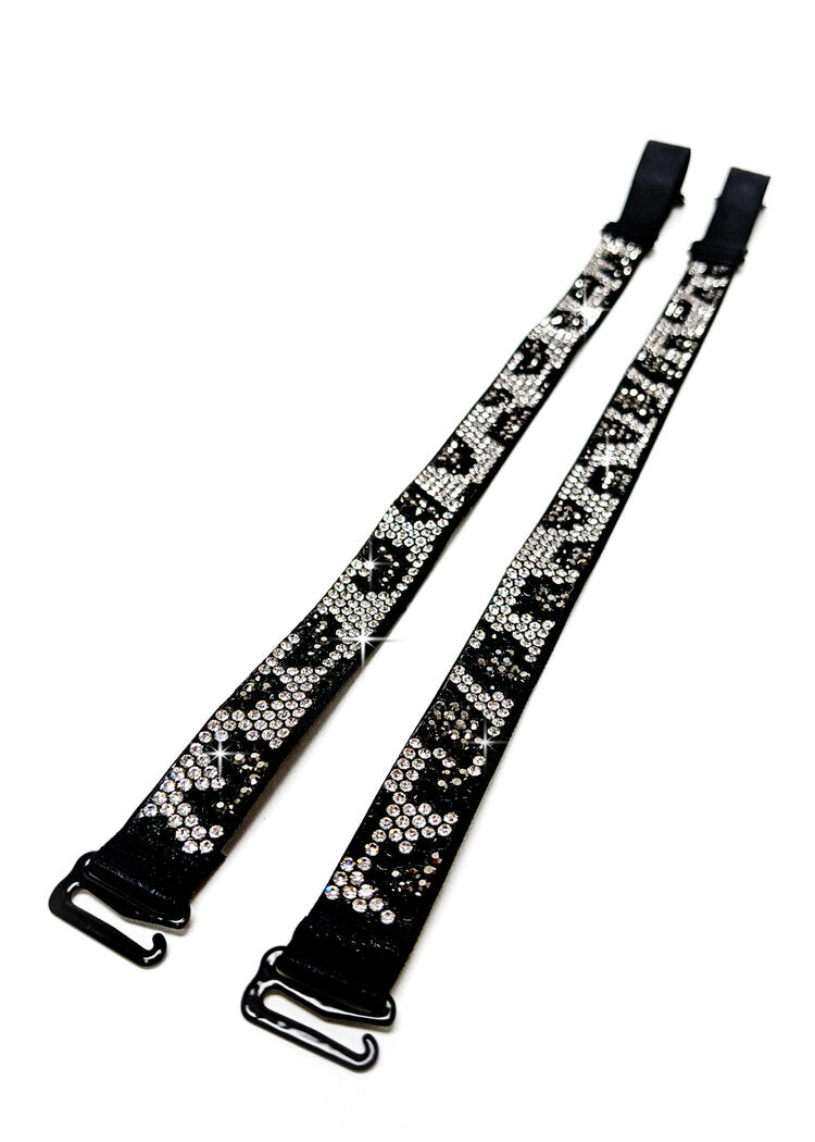 JacquelineKent Jacqueline Kent - Baubles & Bling Bra Straps - Snow Leopard Silver available at The Good Life Boutique