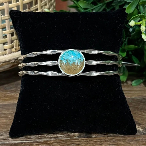 Dune Jewelry - Ripple Cuff Bracelet - Turquoise Gradient - LBI Sand