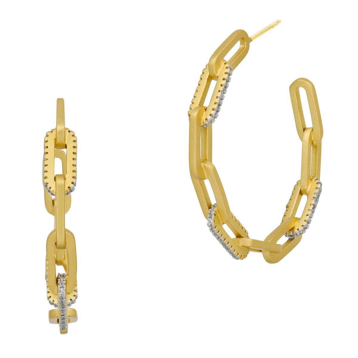 Freida Rothman Freida Rothman - Coastal Chain Link Hoop Earrings available at The Good Life Boutique