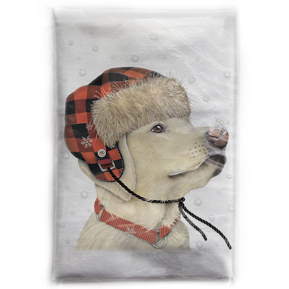 Mary Lake-Thompson Ltd. Yellow Lab Snowflake Bagged Towel available at The Good Life Boutique