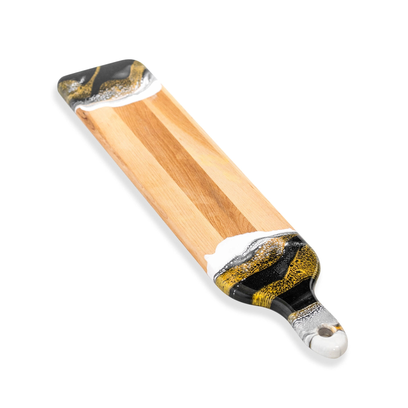 Lynn & Liana Serveware Canadian Maple Resin Cheeseboard - Black/White/Gold available at The Good Life Boutique