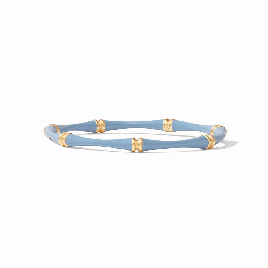 Julie Vos Julie Vos - Bamboo Bangle - Gold - Chalcedony Blue Enamel available at The Good Life Boutique