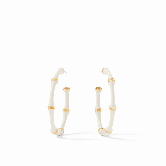Julie Vos Julie Vos - Bamboo Hoop - Gold - Ivory Enamel available at The Good Life Boutique