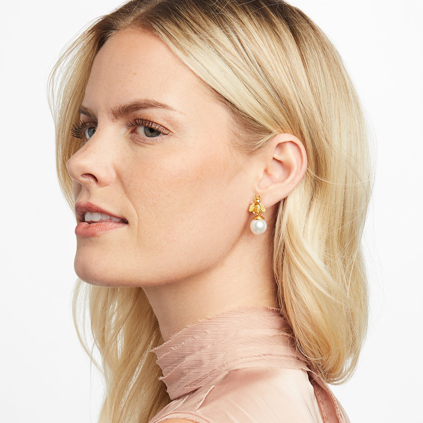 Julie Vos Julie Vos - Bee Pearl & Gold Drop Earring available at The Good Life Boutique