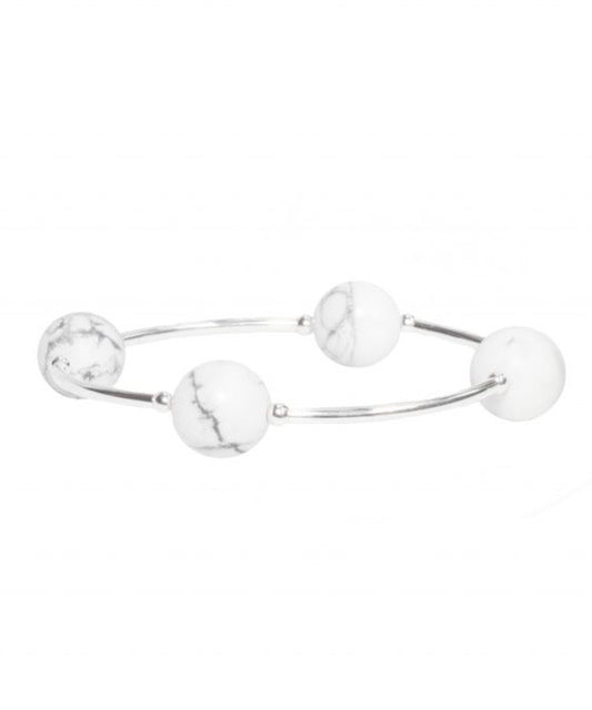 Made As Intended 12mm Howlite Blessing Bracelet available at The Good Life Boutique