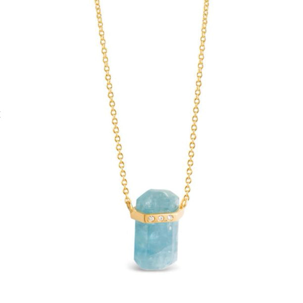 Dune Jewelry Dune Jewelry - Blue Ice Aquamarine Necklace by Camille Kostek 14K Gold Vermeil available at The Good Life Boutique