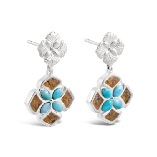 Dune Jewelry Dune Jewelry - Boho Bloom Earrings  - Larimar & LBI Sand/Shells S/S available at The Good Life Boutique