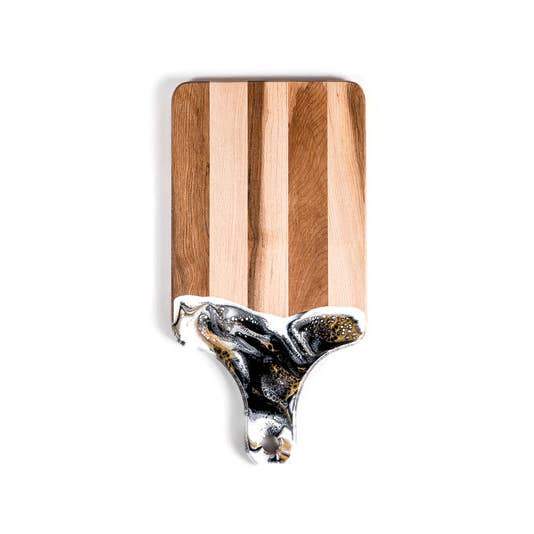 Lynn & Liana Serveware Canadian Maple Resin Cheeseboard - Black/White/Gold available at The Good Life Boutique