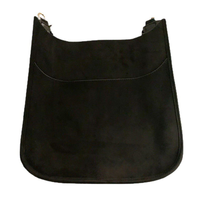 AHDORNED Black Faux Suede Classic Messenger - Gold Hardware - No Strap available at The Good Life Boutique