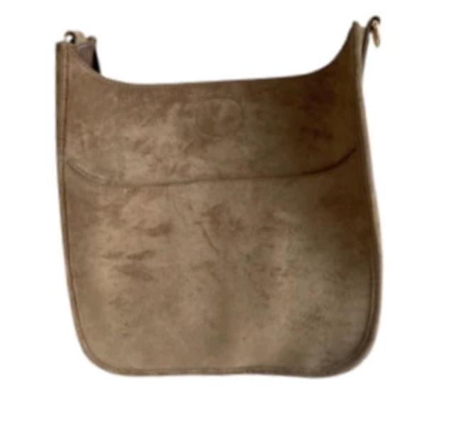 AHDORNED Mushroom Suede Classic Messenger - Gold Hardware - No Strap available at The Good Life Boutique