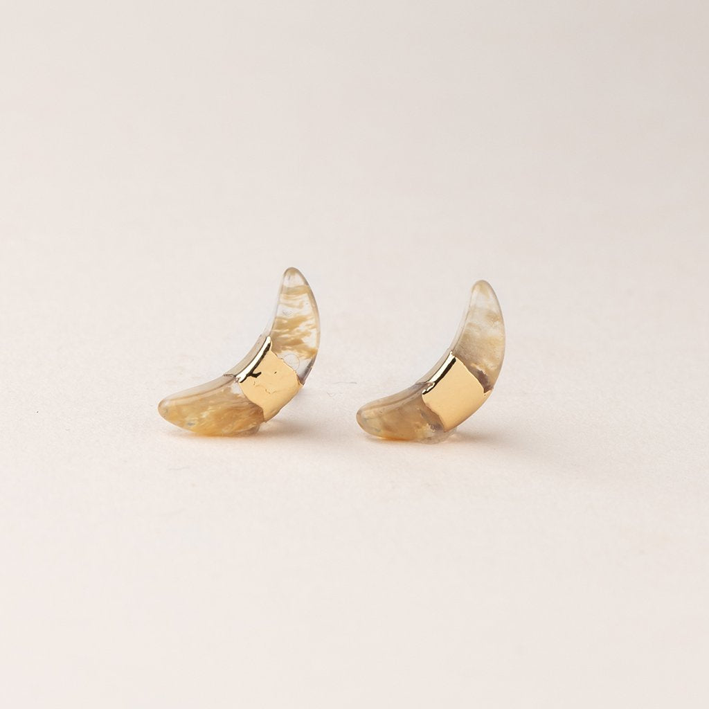 Scout Curated Wears Scout Curated Wears - Crescent Moon Stud - Citrine/Gold available at The Good Life Boutique