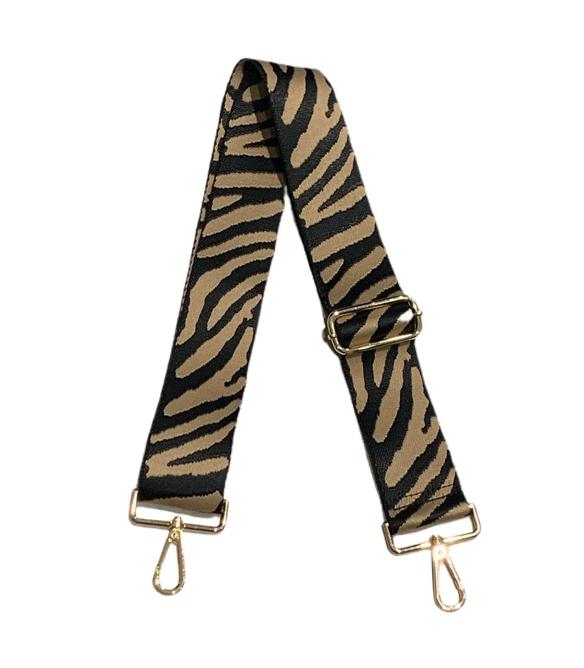 AHDORNED Camel Black Zebra Strap - Gold Hardware available at The Good Life Boutique