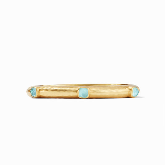 Julie Vos Julie Vos - Catalina Hinge Bangle Bracelet Gold - Iridescent Bahamian Blue available at The Good Life Boutique