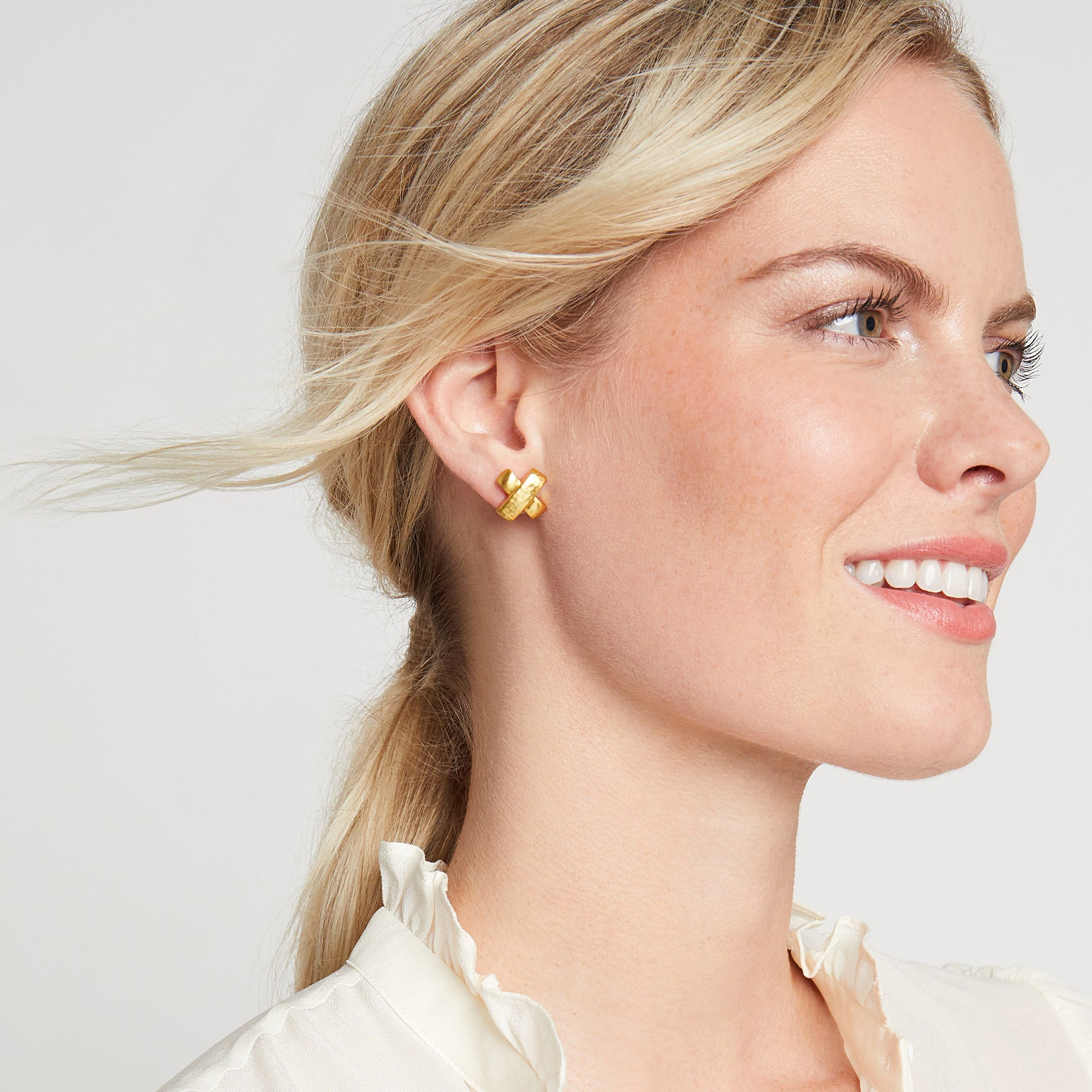 Julie Vos Julie Vos - Catalina X Stud Earring Gold available at The Good Life Boutique