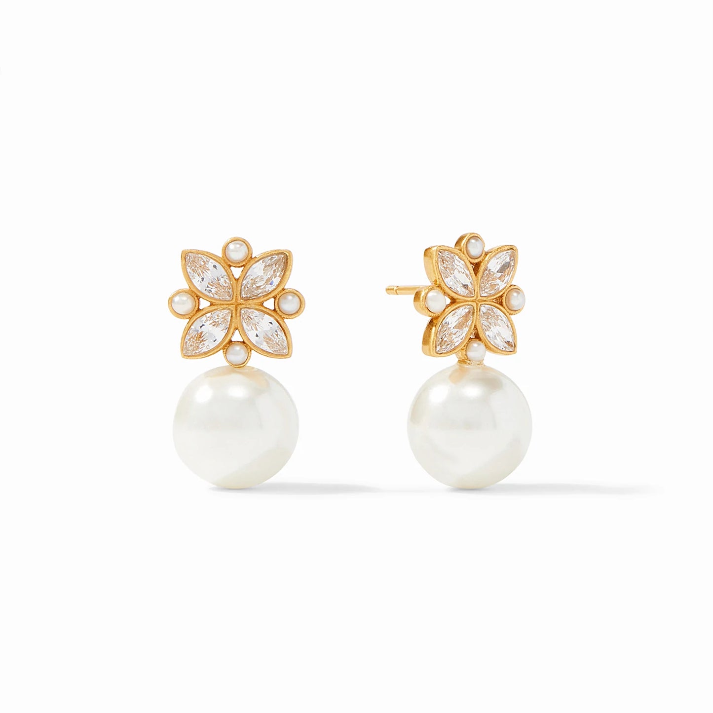 Julie Vos Julie Vos - Charlotte Gold Pearl and CZs Drop Earrings available at The Good Life Boutique