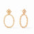 Julie Vos Julie Vos - Charlotte Statement Gold Oval Shaped Earrings - Pearls and CZs available at The Good Life Boutique