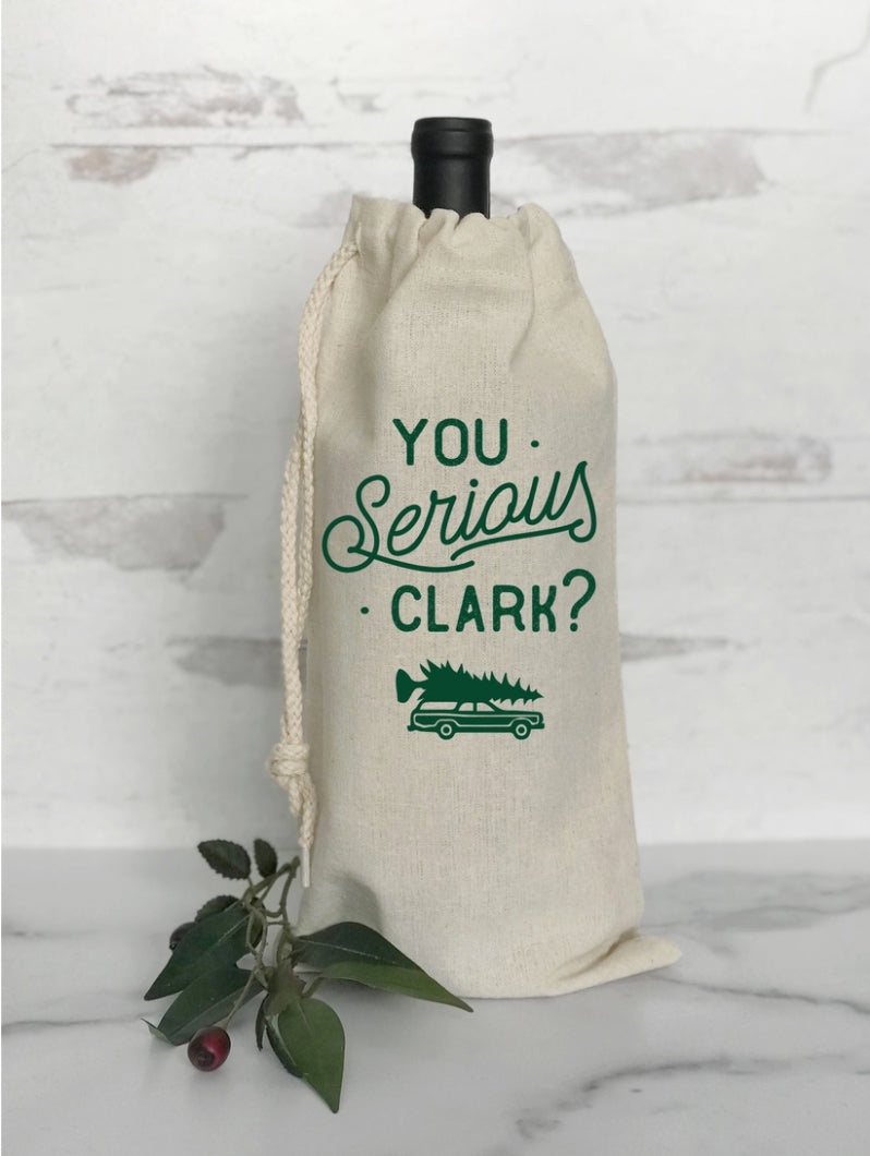 Kitch Studios Christmas Wine Gift Bag - You Serious Clark available at The Good Life Boutique