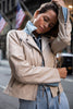 Mauritius Mauritius - Christy RF Woman's Leather Jacket - OffWhite/Denim available at The Good Life Boutique
