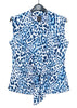 Clara Sunwoo Clara Sunwoo - Animal Print Front Tie Sleeveless Knit Top - Blue/White available at The Good Life Boutique