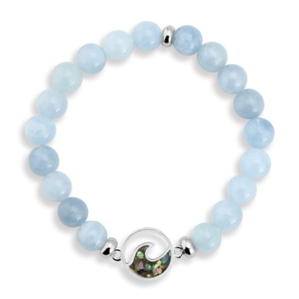 Dune Jewelry Dune Jewelry - Cresting Wave Beaded Bracelet - Aquamarine 7 Inches available at The Good Life Boutique