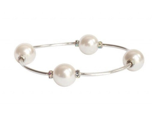 Made As Intended Crystal White Pearl Blessing Bracelet With Silver Links available at The Good Life Boutique