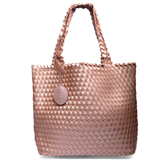 Lines of Denmark Ilse Jacobsen - Reversible Vegan Leather Tote Bag - Crystal Metallic Rose available at The Good Life Boutique