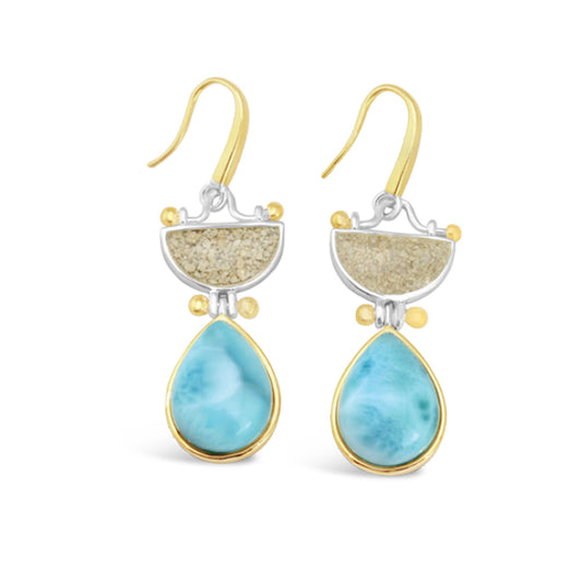 Dune Jewelry Dune Jewelry - Double Drop Earrings Larimar and Sand available at The Good Life Boutique