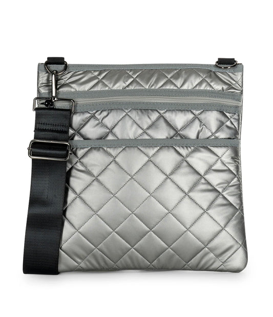 Haute Shore LTD Haute Shore - Quilted Leatherette Puffer Crossbody - Gunmetal Studded Strap available at The Good Life Boutique