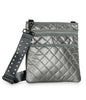 Haute Shore LTD Haute Shore - Quilted Leatherette Puffer Crossbody - Gunmetal Studded Strap available at The Good Life Boutique