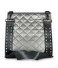 Haute Shore LTD Haute Shore - Quilted Leatherette Puffer Crossbody - Gunmetal Studded Strap available at The Good Life Boutique