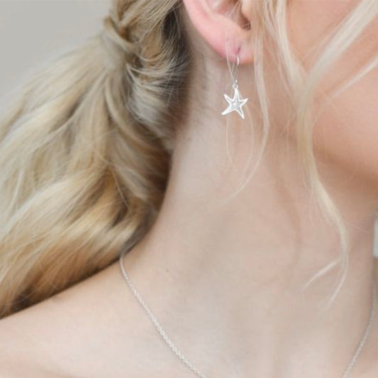 Dune Jewelry Dune Jewelry - Delicate Starfish Drop Earrings - LBI Sand available at The Good Life Boutique