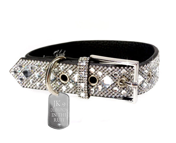 JacquelineKent Jacqueline Kent - Dog Collar Diamonds In The Ruff - Black Silver available at The Good Life Boutique