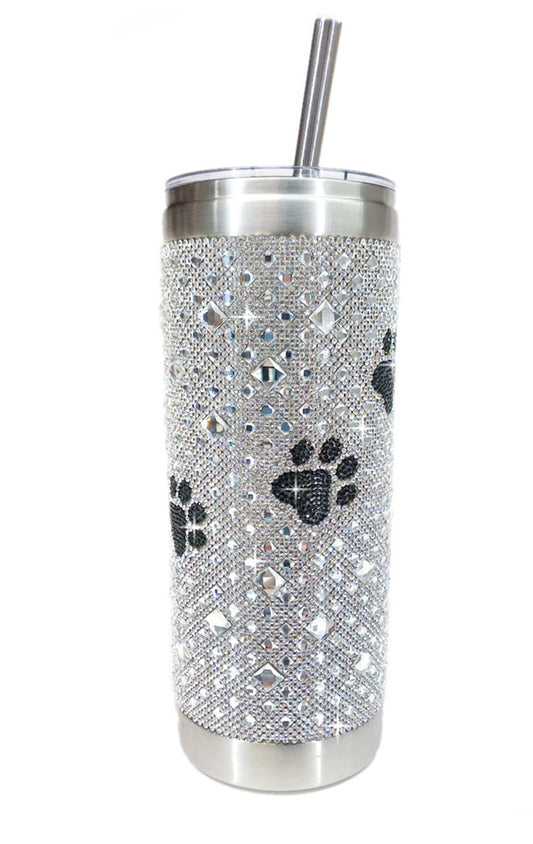 JacquelineKent Jacqueline Kent - 20 oz Tumbler Diamonds In The Ruff - AB Stones With Black Paws available at The Good Life Boutique