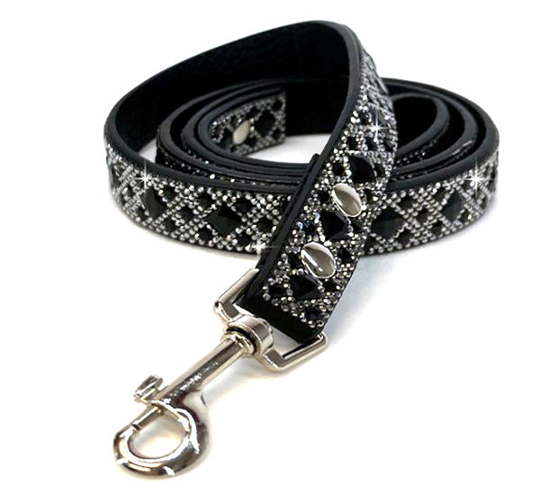 JacquelineKent Jacqueline Kent - Dog Leash - Diamonds In The Ruff 42" - Black Diamonds available at The Good Life Boutique
