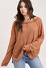 La Miel Soft And Lightweight Waffle Weave Basic Top - Ginger available at The Good Life Boutique