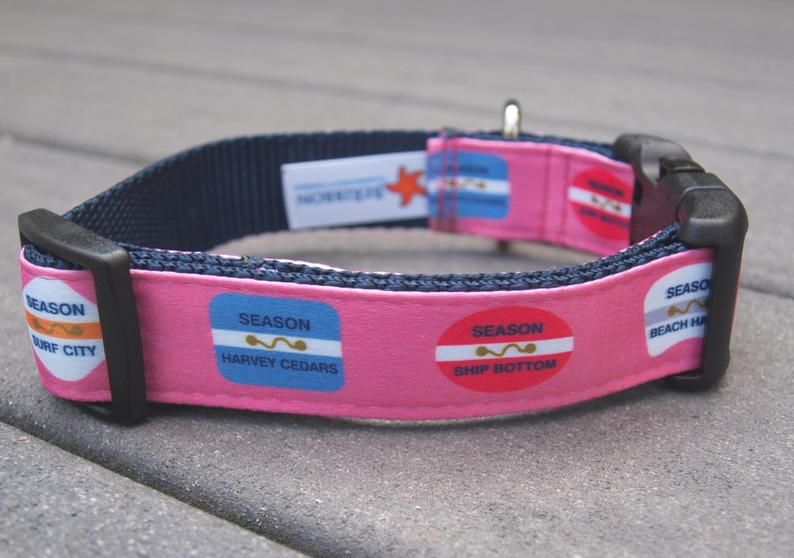 Be Ribbon LBI Beach Badge Dog Collars - Pink available at The Good Life Boutique