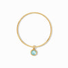 Julie Vos Julie Vos - Fleur-de-Lis Bangle Bracelet Gold - Iridescent Bahamian Blue Medium available at The Good Life Boutique