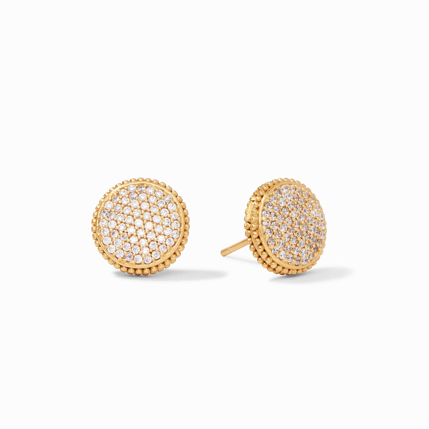 Julie Vos Julie Vos - Fleur-de-Lis Stud Earring Gold Pave Cubic Zirconia available at The Good Life Boutique