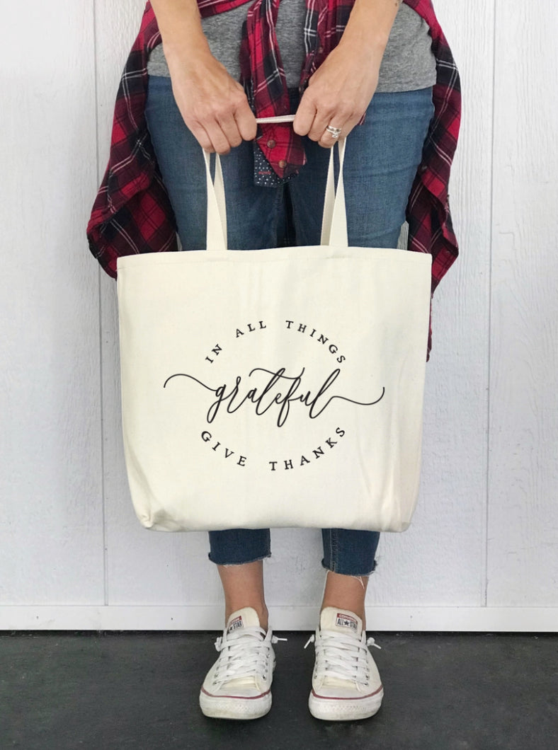 Kitch Studios Tote Bag - Grateful Give Thanks Circle available at The Good Life Boutique