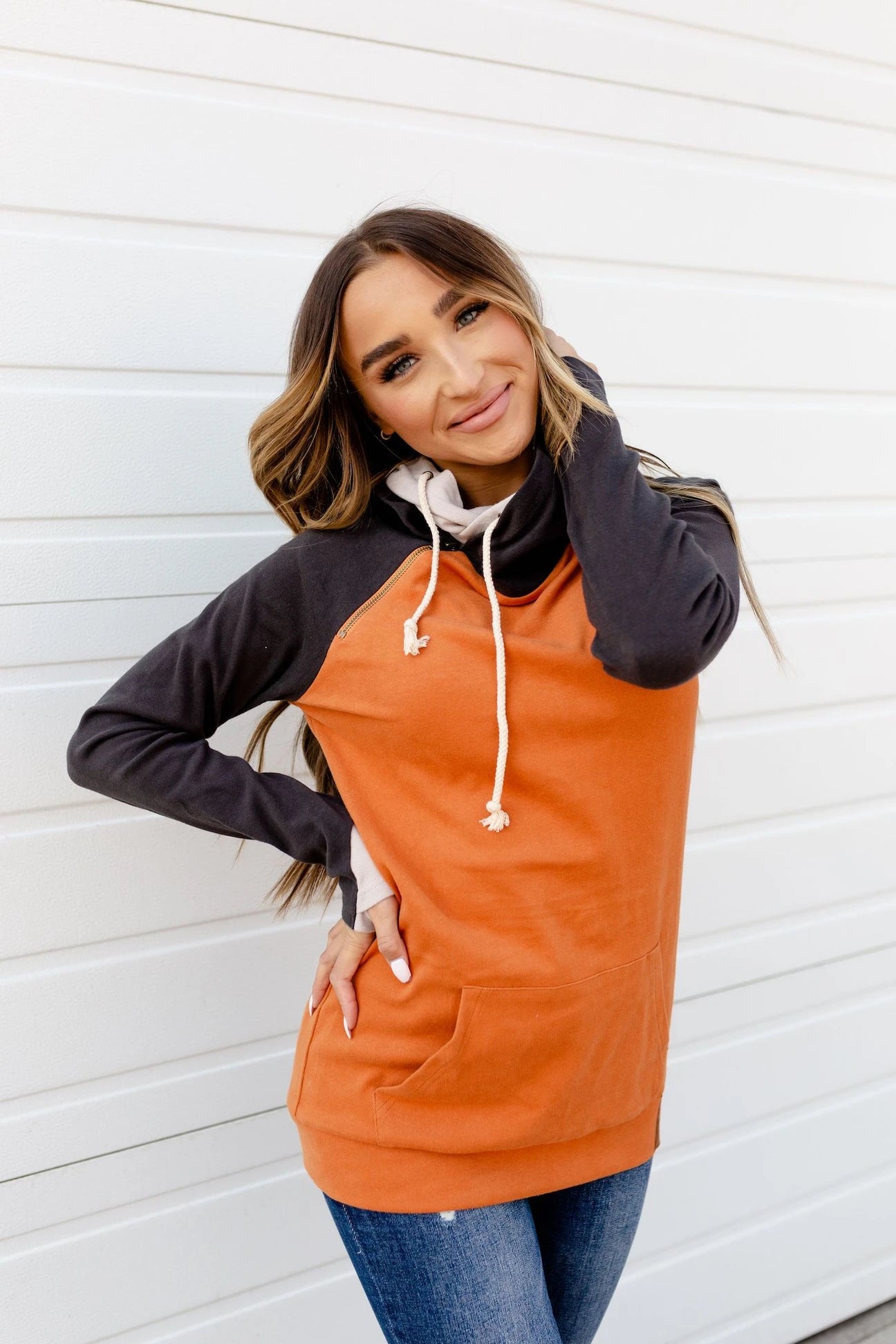 Ampersand Avenue Ampersand Avenue DoubleHood Sweatshirt - Happy Haunting available at The Good Life Boutique